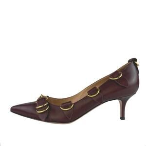Gianvito Rossi Clash 55 Brown Leather Pointed Toe Buckle Slip On Heels Pumps 9